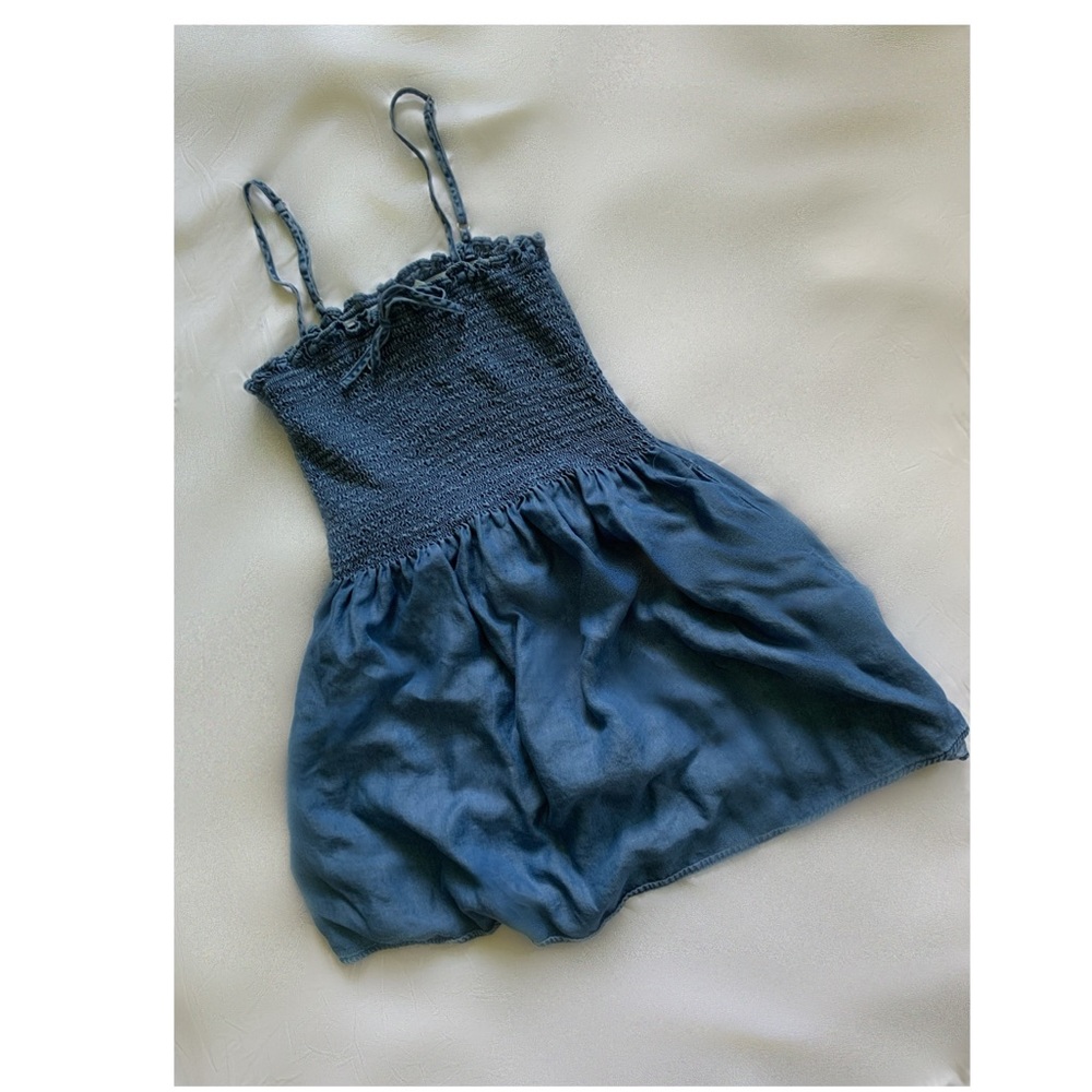 Short blue sundress with pockets